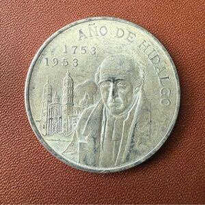 1753-1953 Mexico 5 Pesos Bicentennial Hidalgo Birth 0.720 Fine Silver Coin